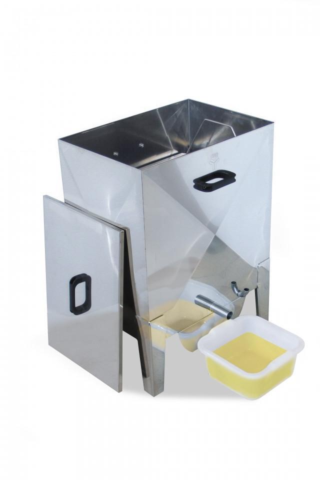 Sceratrice a vapore in acciaio inox per 15 favi Dadant completa di vaschetta raccogli cera per apicoltura professionale