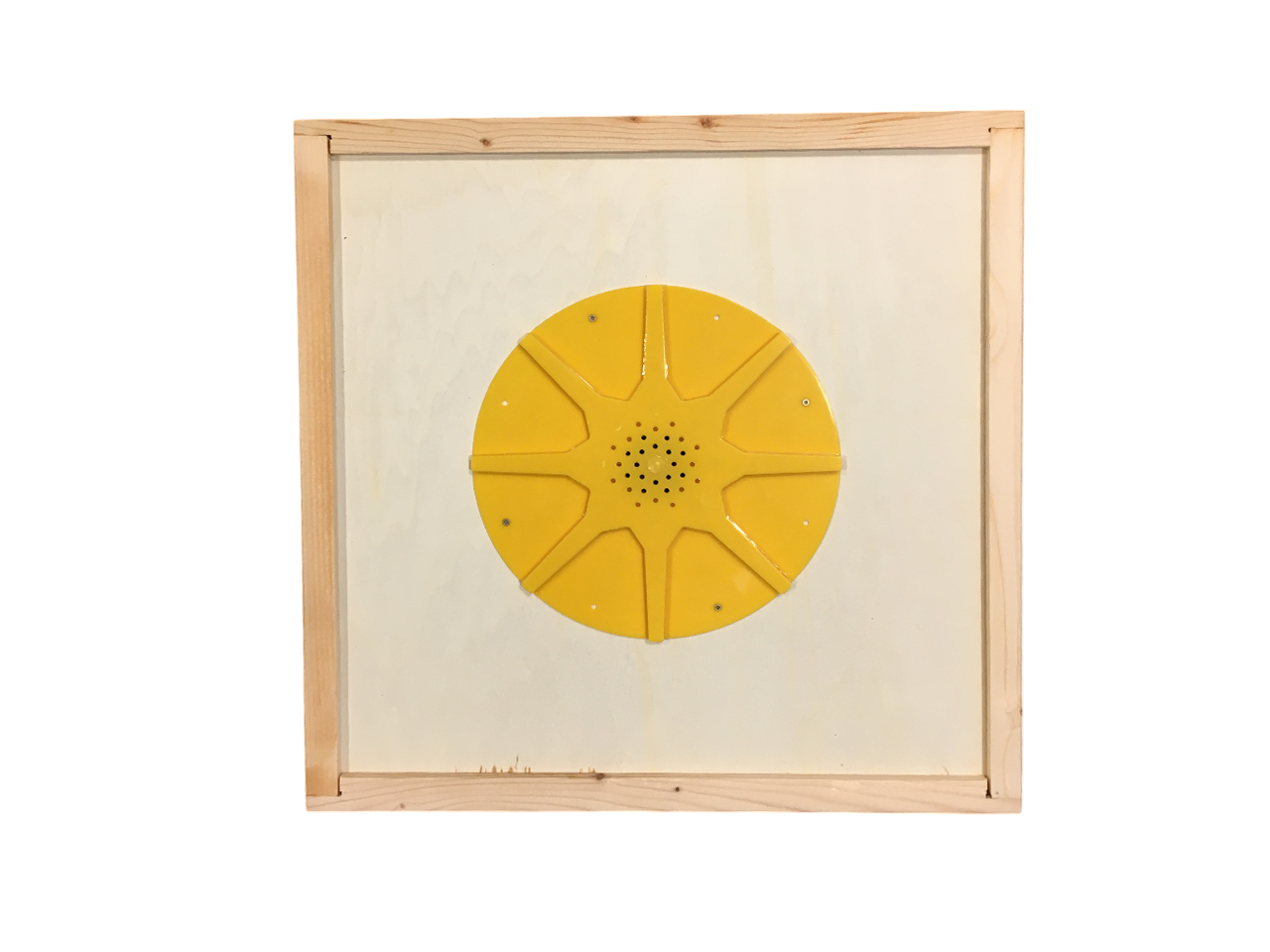 Tavoletta apiscampo 8 uscite in legno con inserto centrale in plastica gialla