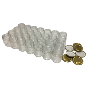 Vaso in vetro ml 212, per 250 gr di miele (conf. da 28 pezzi)  completo di tappo