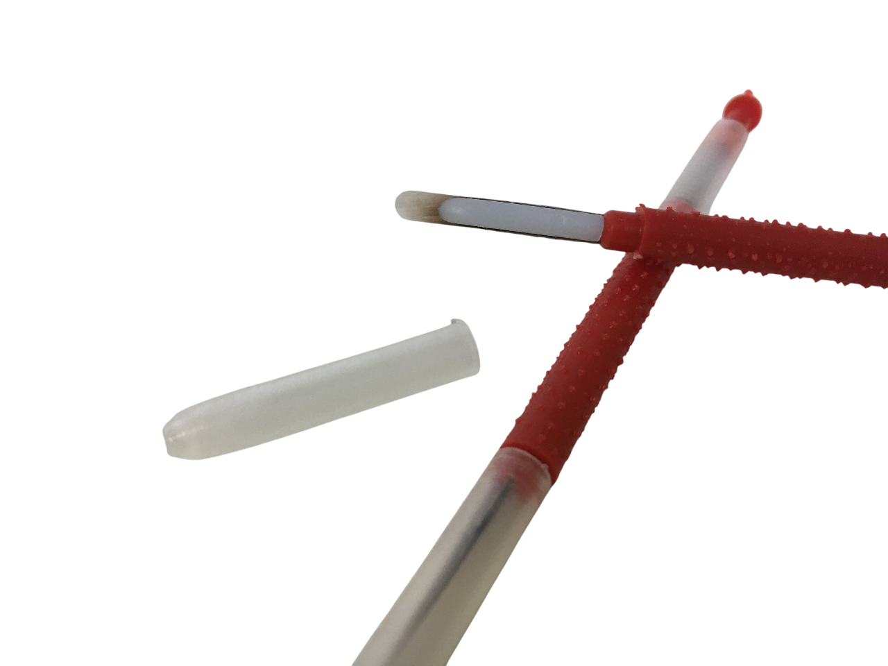 Dettaglio punta coglilarve a molla e cappuccio protettivo