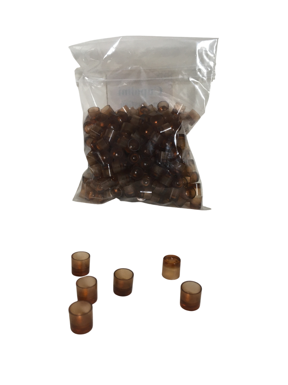 Sacchetto trasparente con 250 cupolini in plastica per allevamento regine