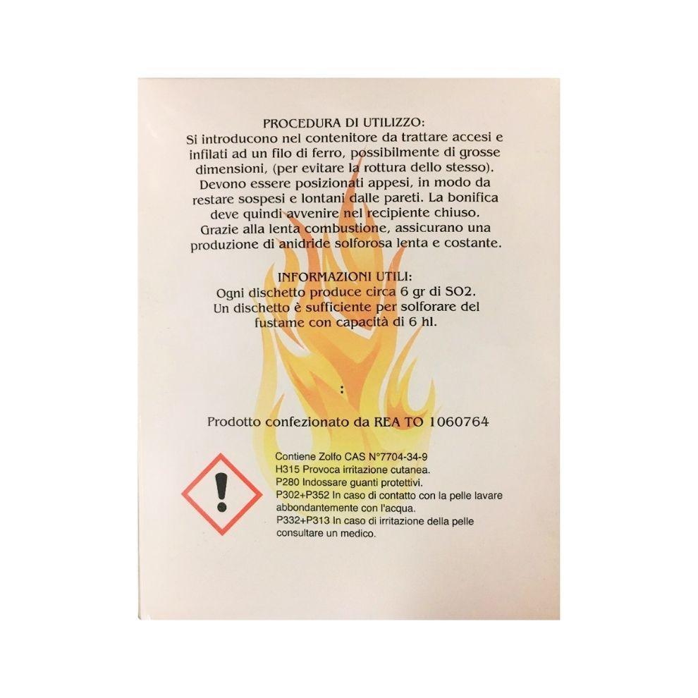 Istruzioni utilizzo dischetti di zolfo combustione lenta antitarma