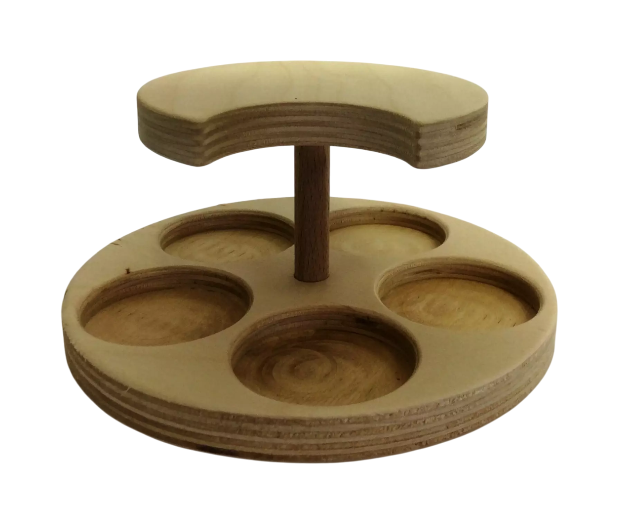 espositore girevole in legno naturale per cinque vasetti mignon miele confetture spezie
