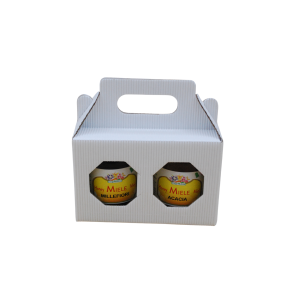 Scatoletta porta vasetti bianca per 2 vasi da 250 g di miele
