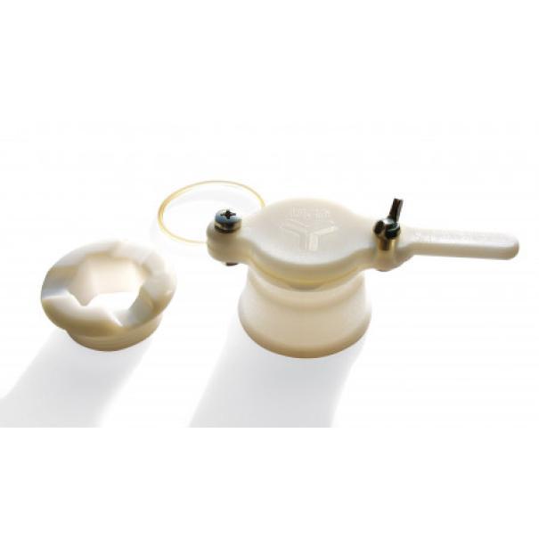 Rubinetto a taglio in plastica alimentare con ghiera e guarnizione per maturatore