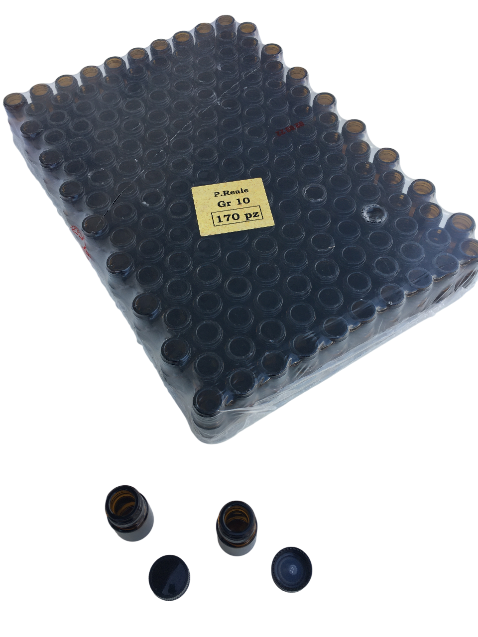 apicoltura.com vasetto in vetro scuro da 15 cc, completo di tappo, per 10 gr. di pappa reale (confezione da 170 pz) - foto 1