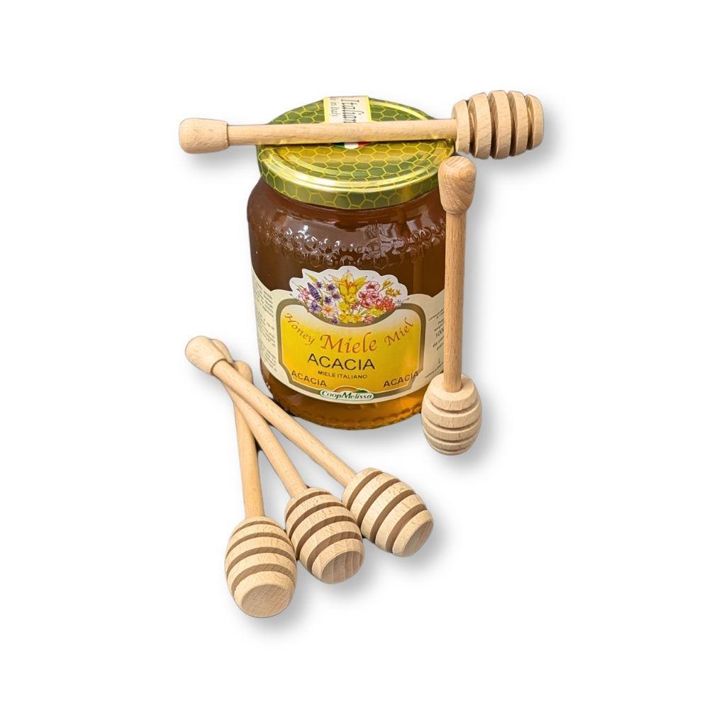 Dettaglio prendimiele 14 cm legno di faggio con vasetto miele