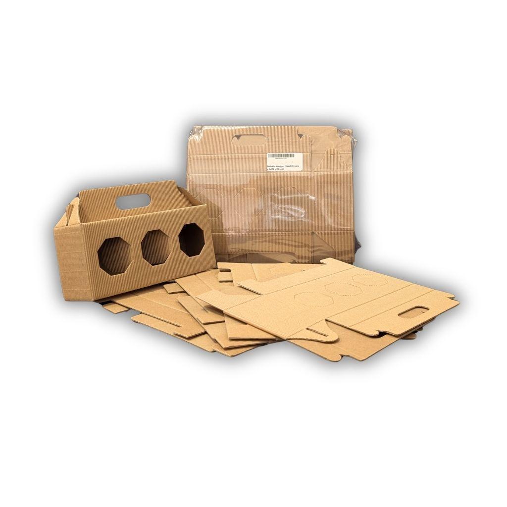 Confezione 10 scatole in cartoncino avana per 3 vasetti da 250 g