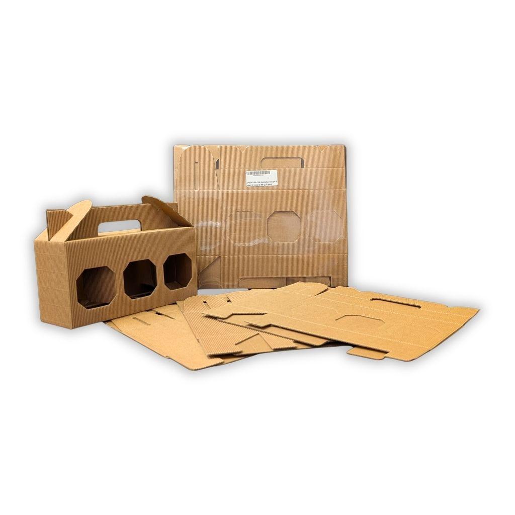 Scatolette cartoncino avana con finestra ottagonale per vasetti miele