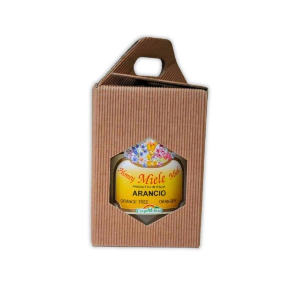 Scatola in cartoncino cannetu00e9 per un vasetto grande di miele