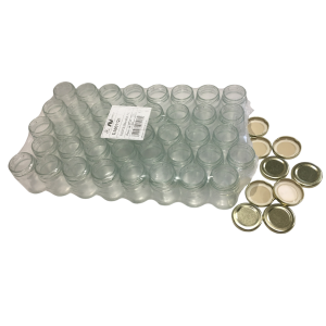Vaso in vetro ml. 106, tipo alto, per 125 gr di miele (conf. 40 pz) completo di tappo